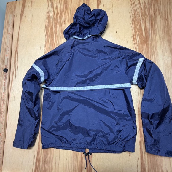 L.L. Bean Men's Large Gore-Tex Windbreaker Jacket Navy Reflective Trim Vintage - Picture 3 of 8